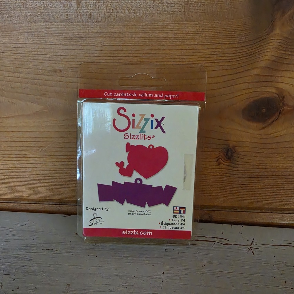 Tags #4 Sizzix Sizzlits Tag Die 654541 NEW! with Heart Vintage